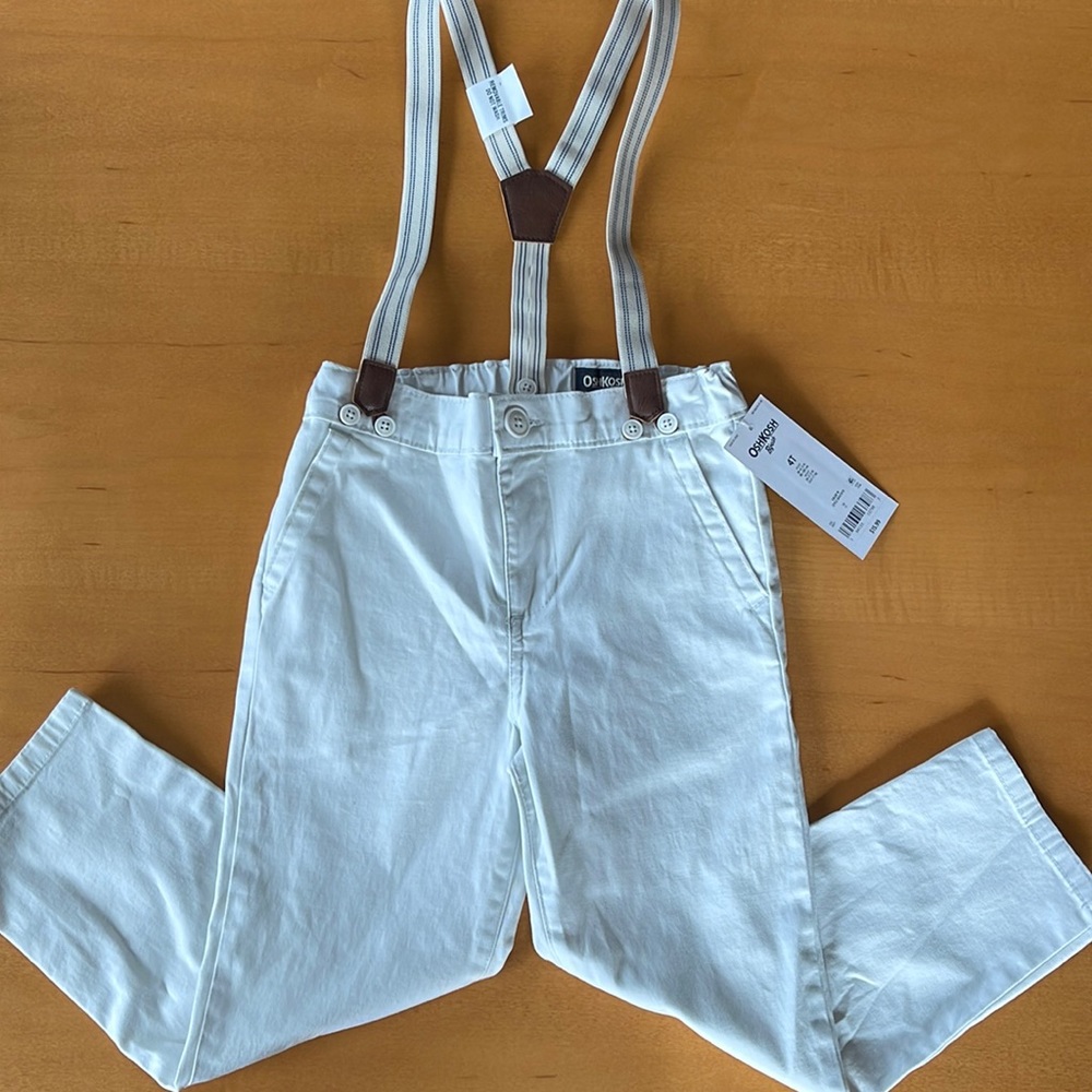 NWT OshKosh light Khaki with suspenders